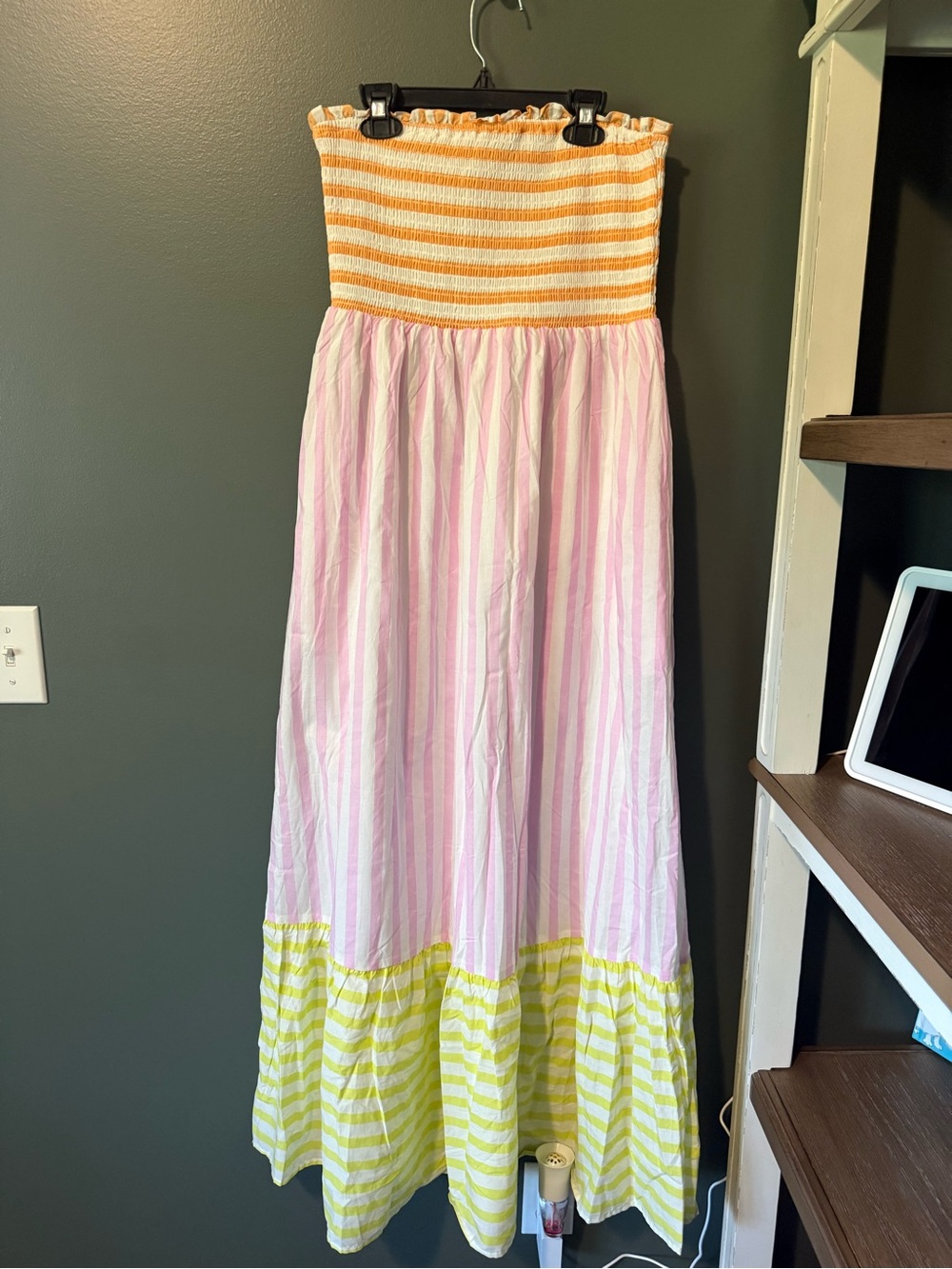 Strapless Maxi Dress in Pink, Orange & Yellow